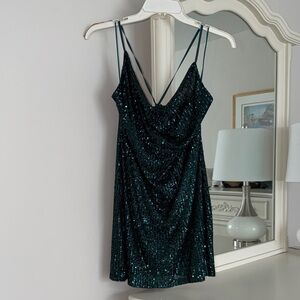 Endless Rose Dark Green Sequin Mini Dress
